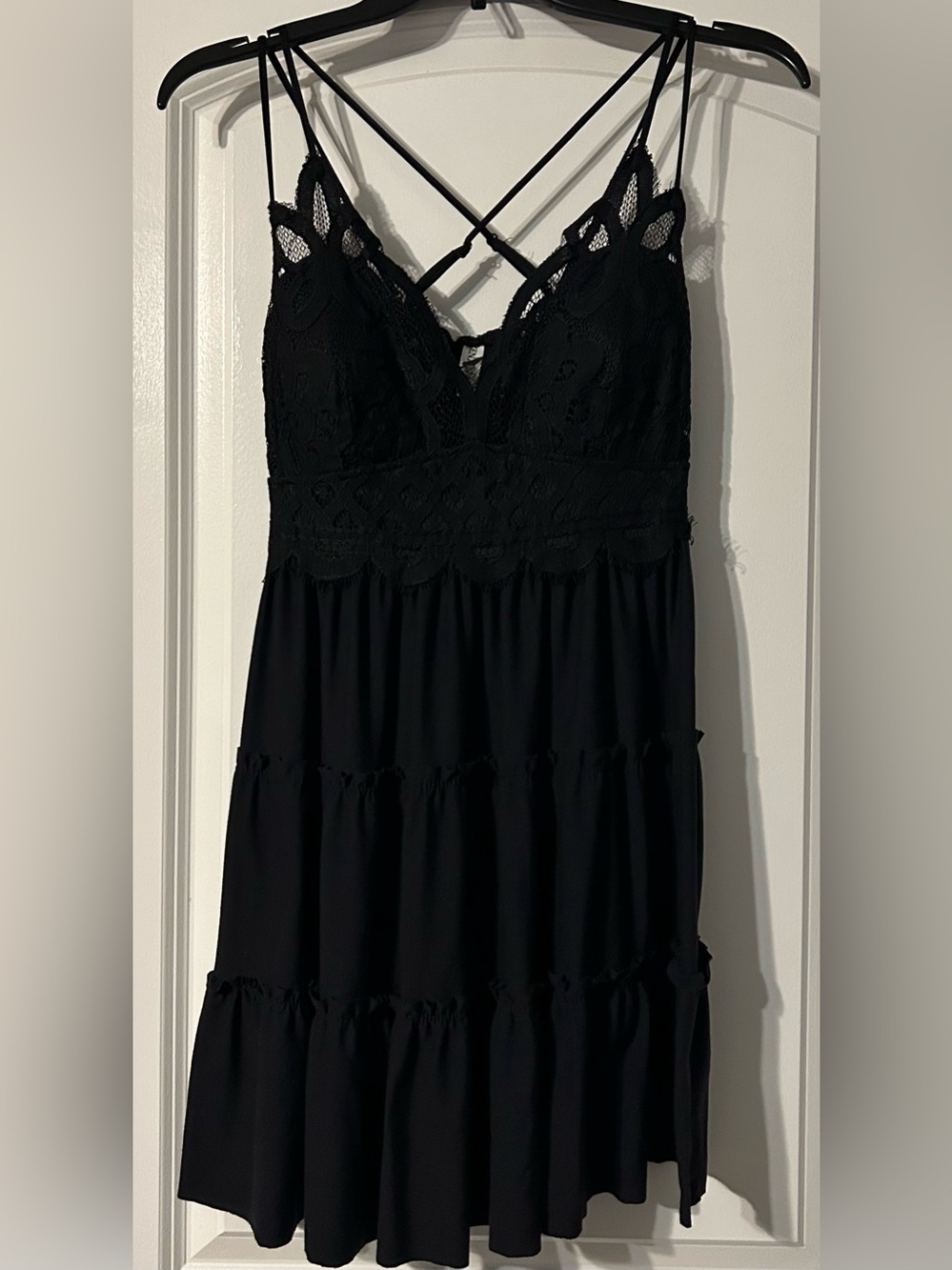 Lace Ruffle Tiered Mini Dress